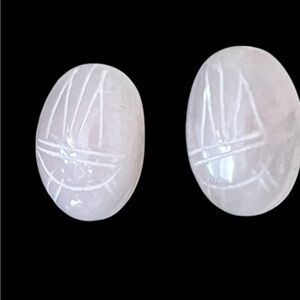 Carved Rose quartz Stone Earrings